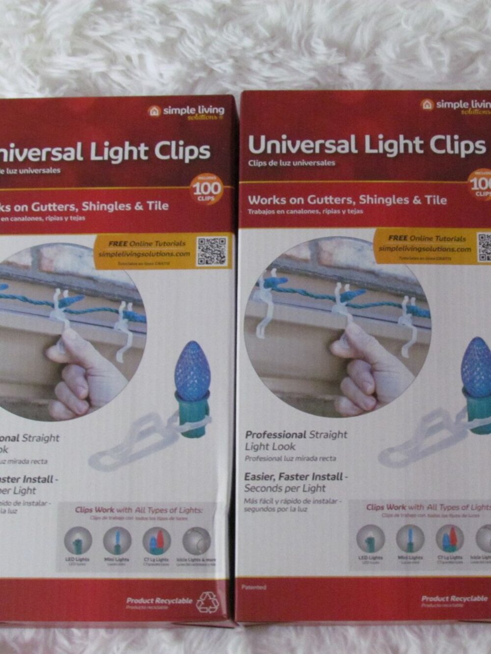 Simple Living Universal Light Clips 100 Per Box - Lot of 2 Boxes - NEW
